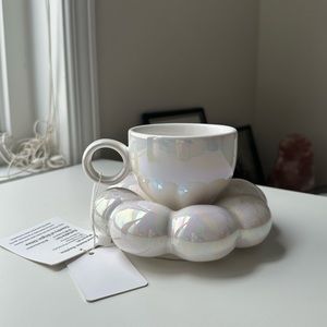 Porcelain cloud saucer and coffee mug